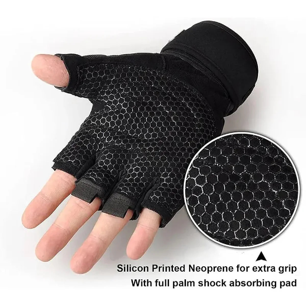 Gym Gloves with Wristband for Weight Lifting Body Building